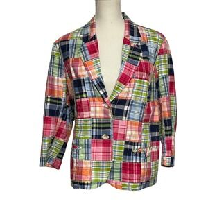 L. L Bean Parchwork Madras Blazer Women's 20